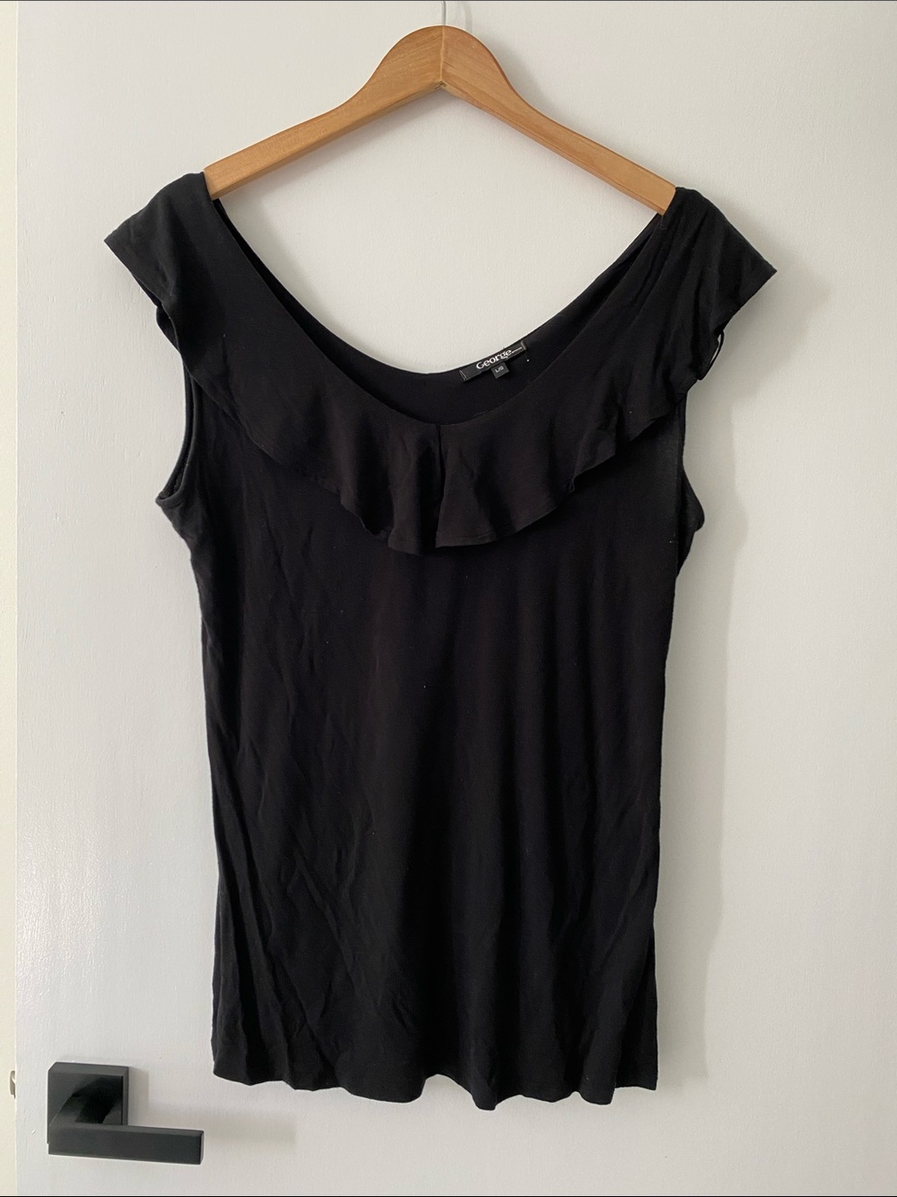 George Black Ruffle Neck Tank Top